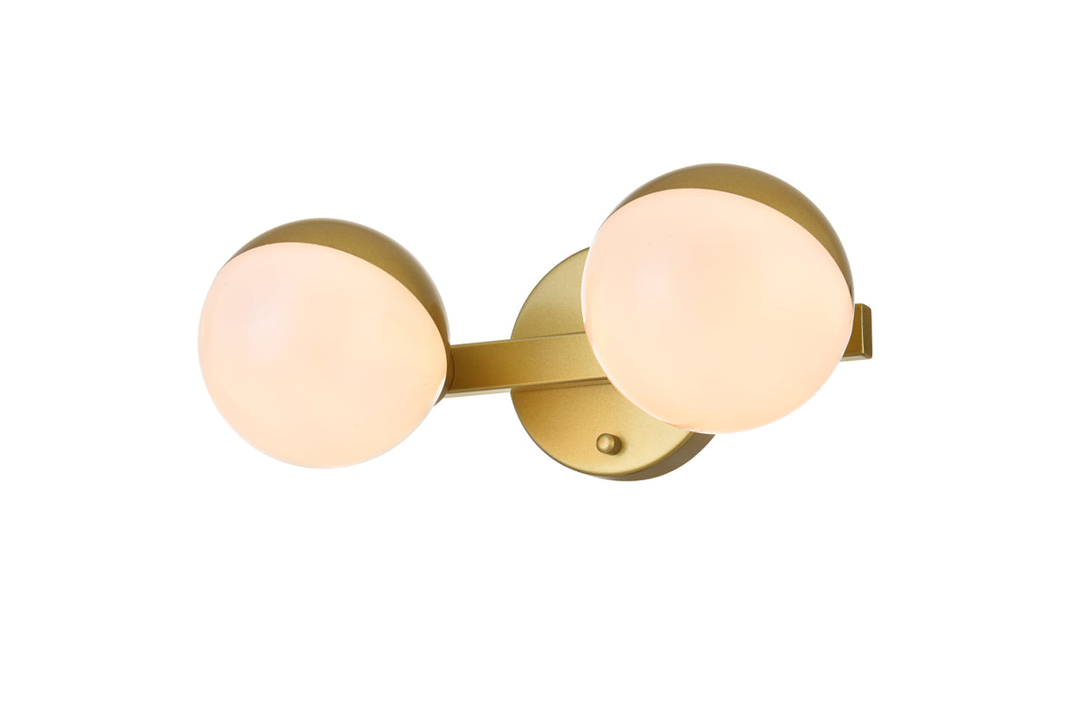 Majesty 2 light Brass and frosted white Bath Sconce