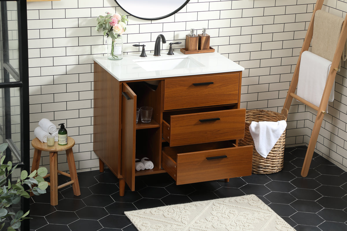 36 inch bathroom vanity in Teak