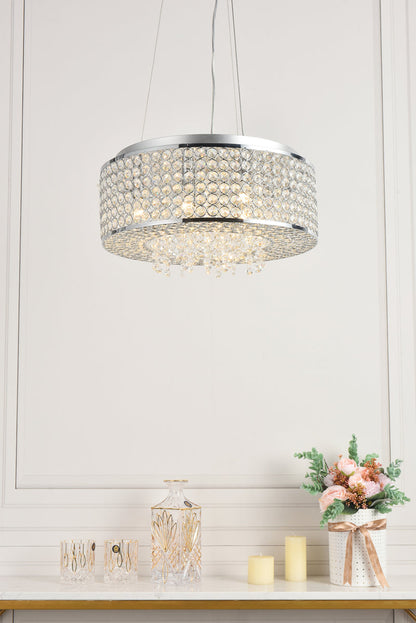 Amelie 6 light Chrome Pendant Clear Royal Cut Crystal