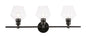 Gene 3 light Black and Clear glass Wall sconce