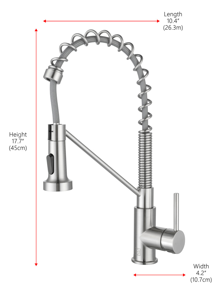 Yara Single Handle Pull Down Sprayer Kitchen Faucet in Brushed Nickel