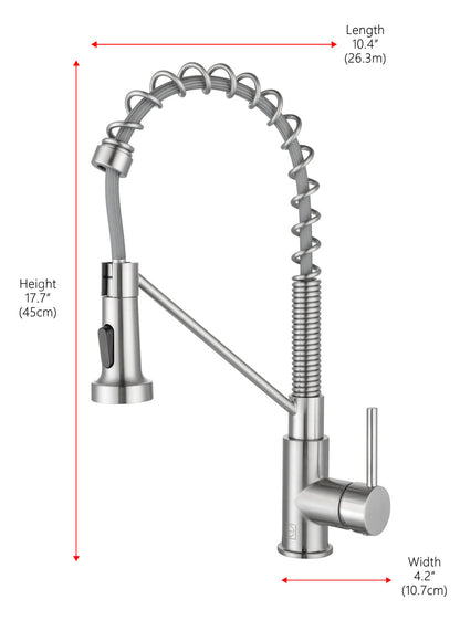 Yara Single Handle Pull Down Sprayer Kitchen Faucet in Brushed Nickel