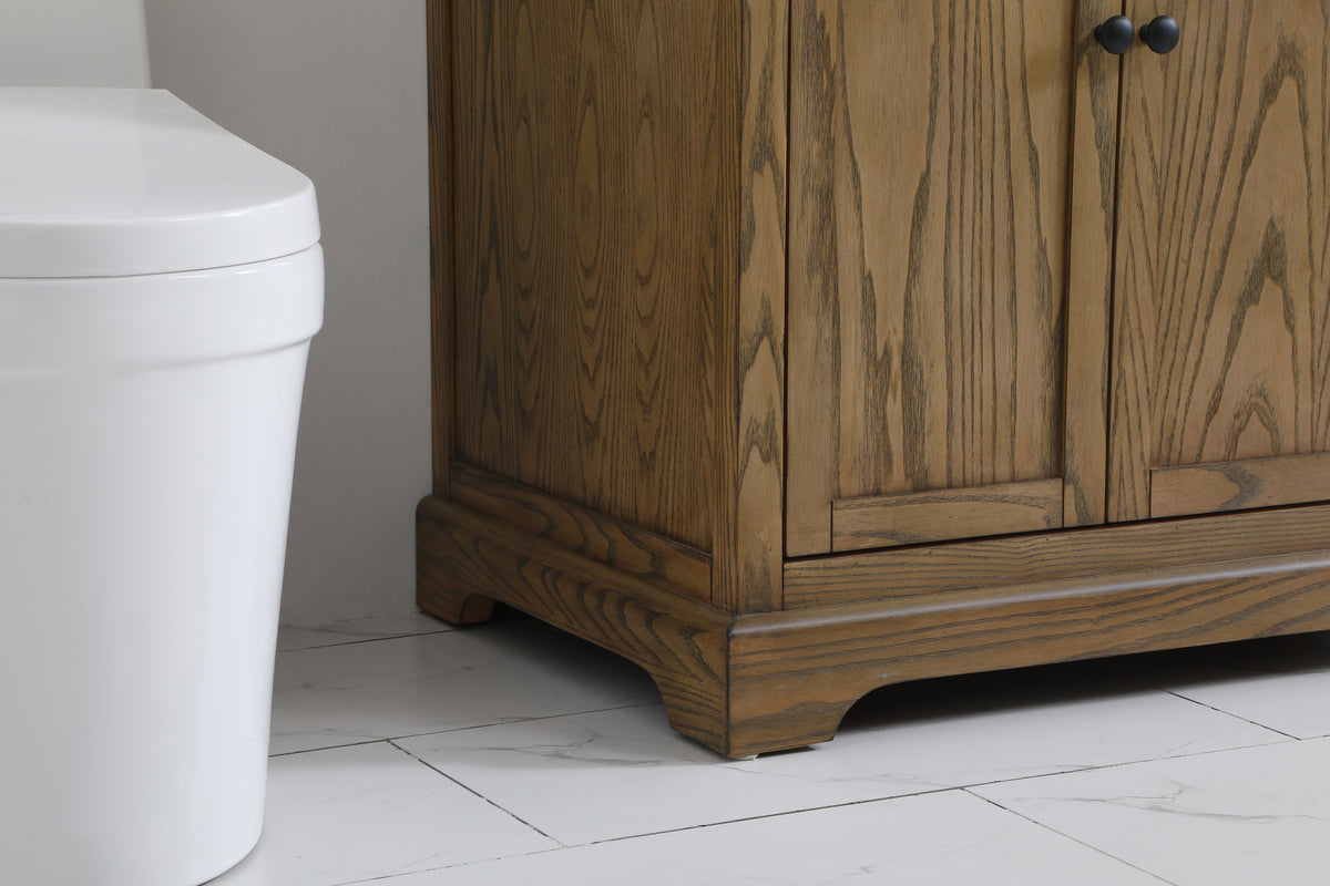 36 inch Single bathroom vanity in driftwood with backsplash