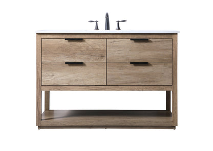 48 Inch SIngle Bathroom Vanity In Natural Oak