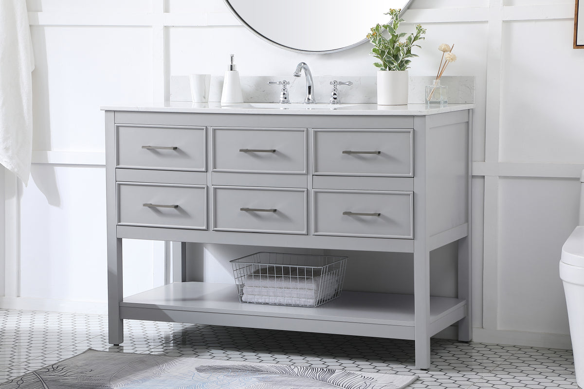 48 inch Single bathroom vanity in gray with backsplash