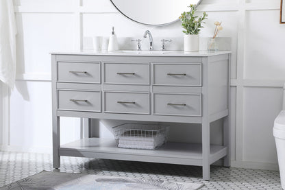 48 inch Single bathroom vanity in gray with backsplash
