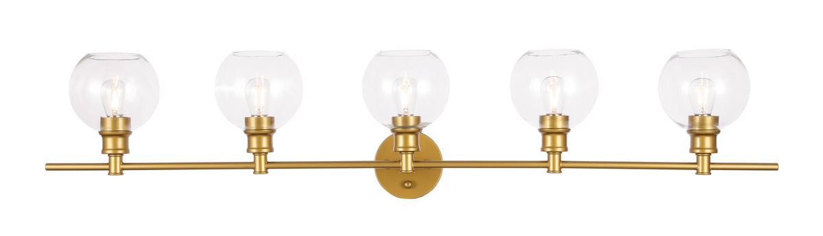 Collier 5 light Brass and Clear glass Wall sconce