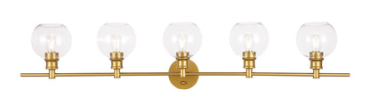 Collier 5 light Brass and Clear glass Wall sconce