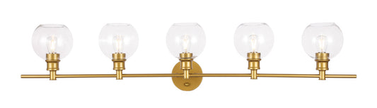 Collier 5 light Brass and Clear glass Wall sconce