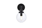 Hanson 1 light bath sconce in black with clear shade