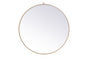 Metal frame round mirror with decorative hook 45 inch in Brass