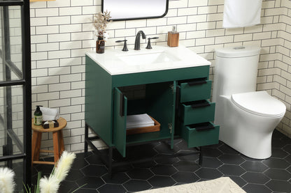 32 inch Single bathroom vanity in green