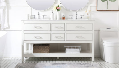 60 inch double bathroom vanity in white