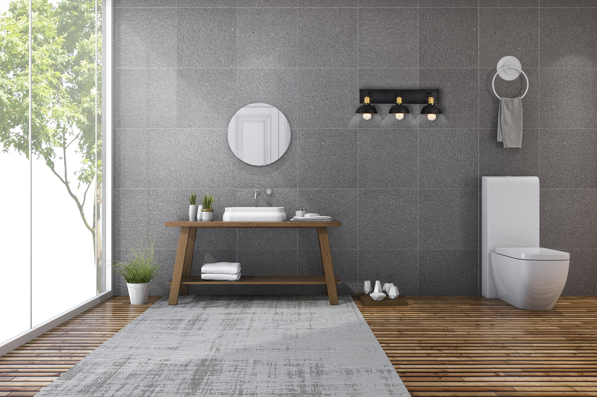 Anders Collection Wall Sconce D27 H8.3 Lt:3 Black and Brass Finish