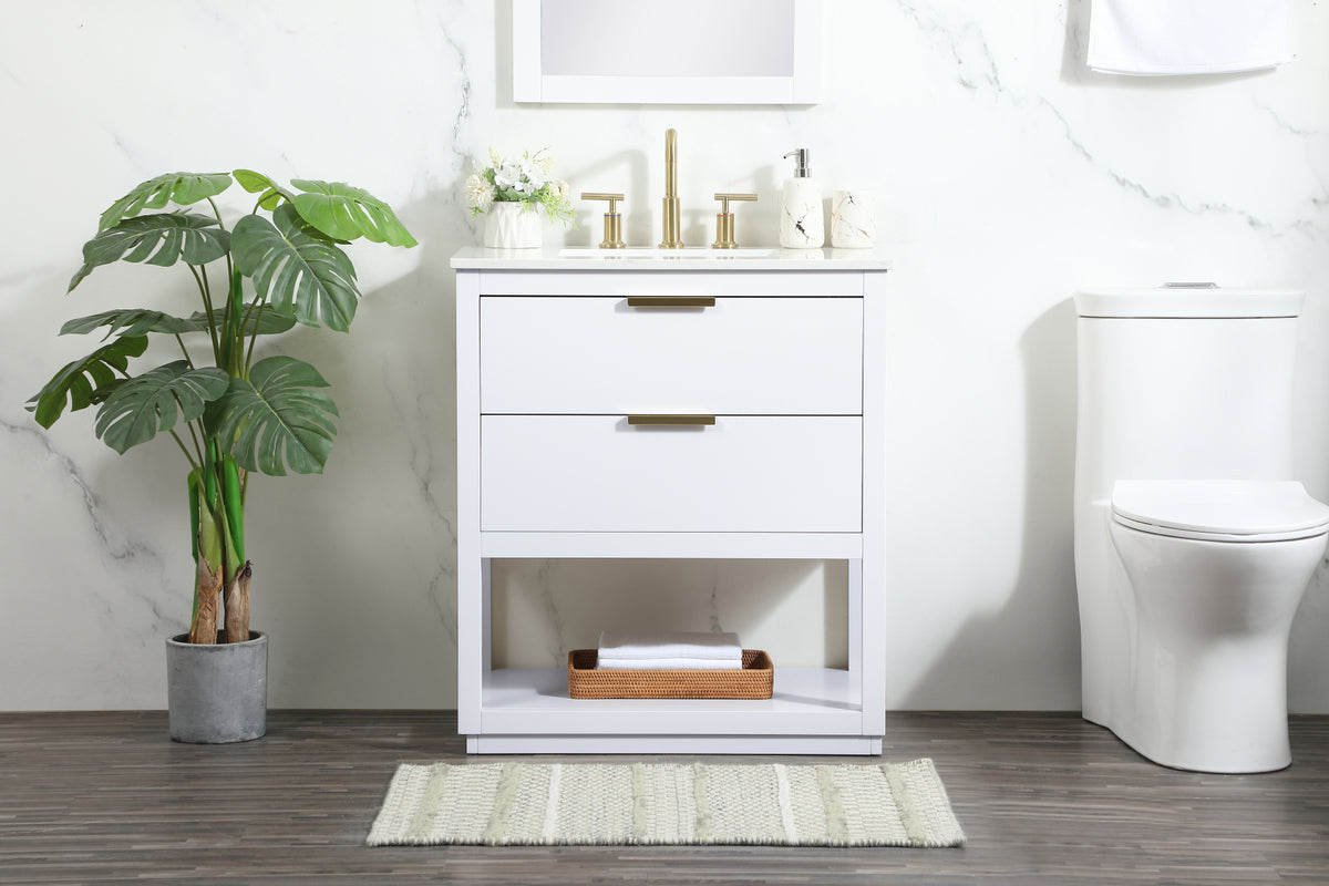 30 inch Single bathroom vanity in white