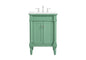 24 inch Single Bathroom vanity in vintage mint with ivory white engineered marble