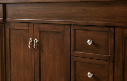 60 inch Single Bathroom vanity in Walnut with ivory white engineered marble