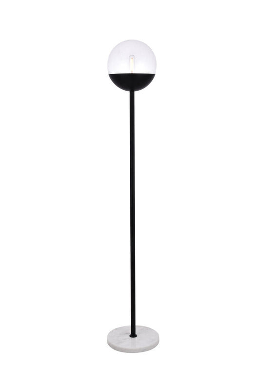 Eclipse 1 Light Black Floor Lamp With Clear Glass