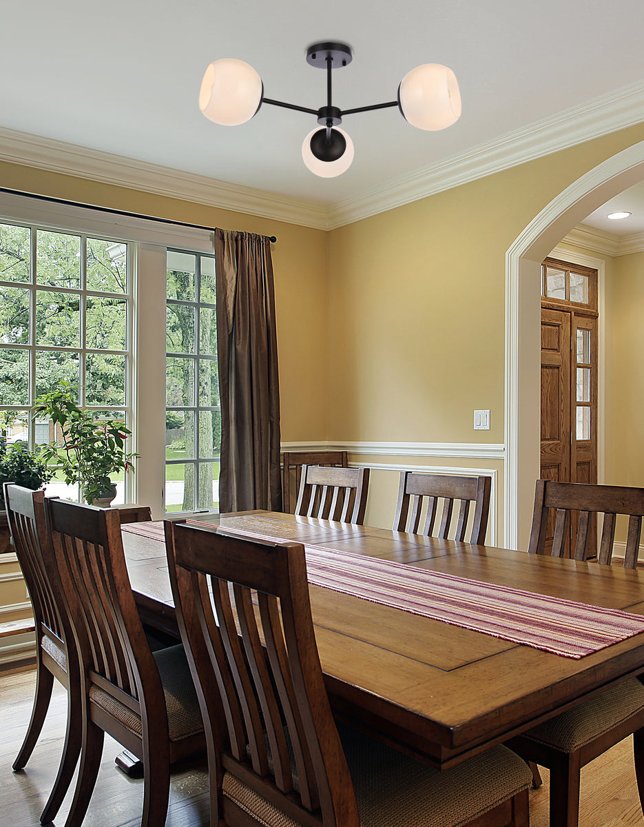 Briggs 26 inch flush mount in black with white shade