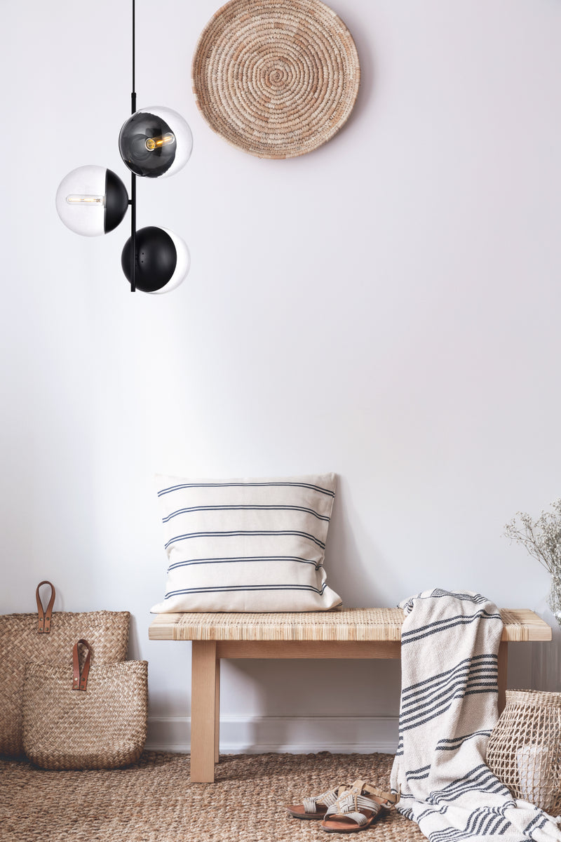 Eclipse 3 Lights Black Pendant With Clear Glass