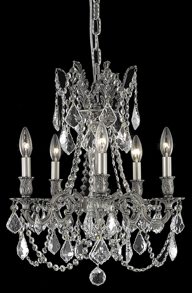 Rosalia 5 light Pewter Pendant Clear Royal Cut Crystal