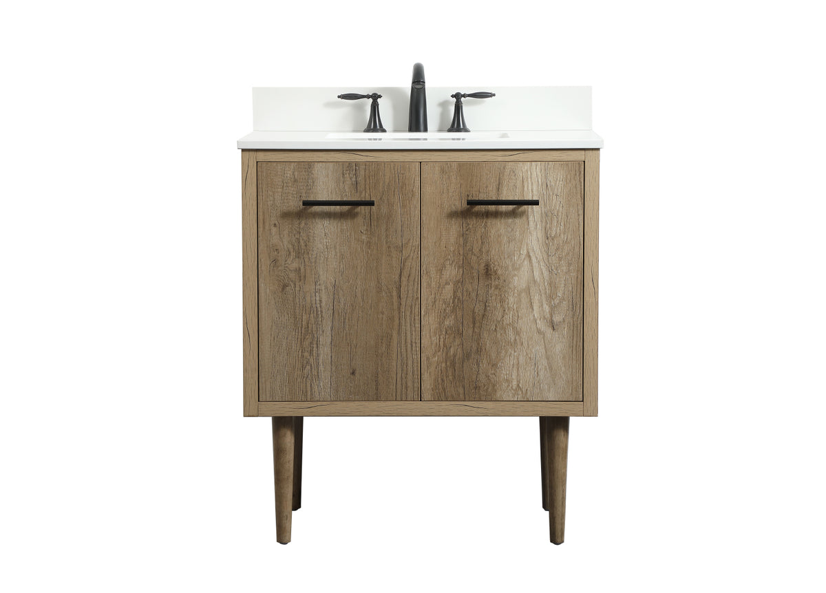30 inch Single bathroom vanity in natural oak with backsplash
