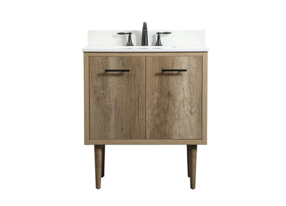 30 inch Single bathroom vanity in natural oak with backsplash