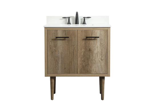 30 inch Single bathroom vanity in natural oak with backsplash