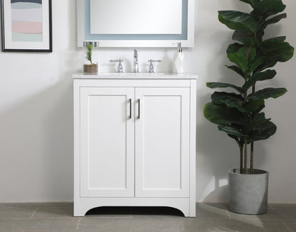 30 inch Single Bathroom Vanity in White