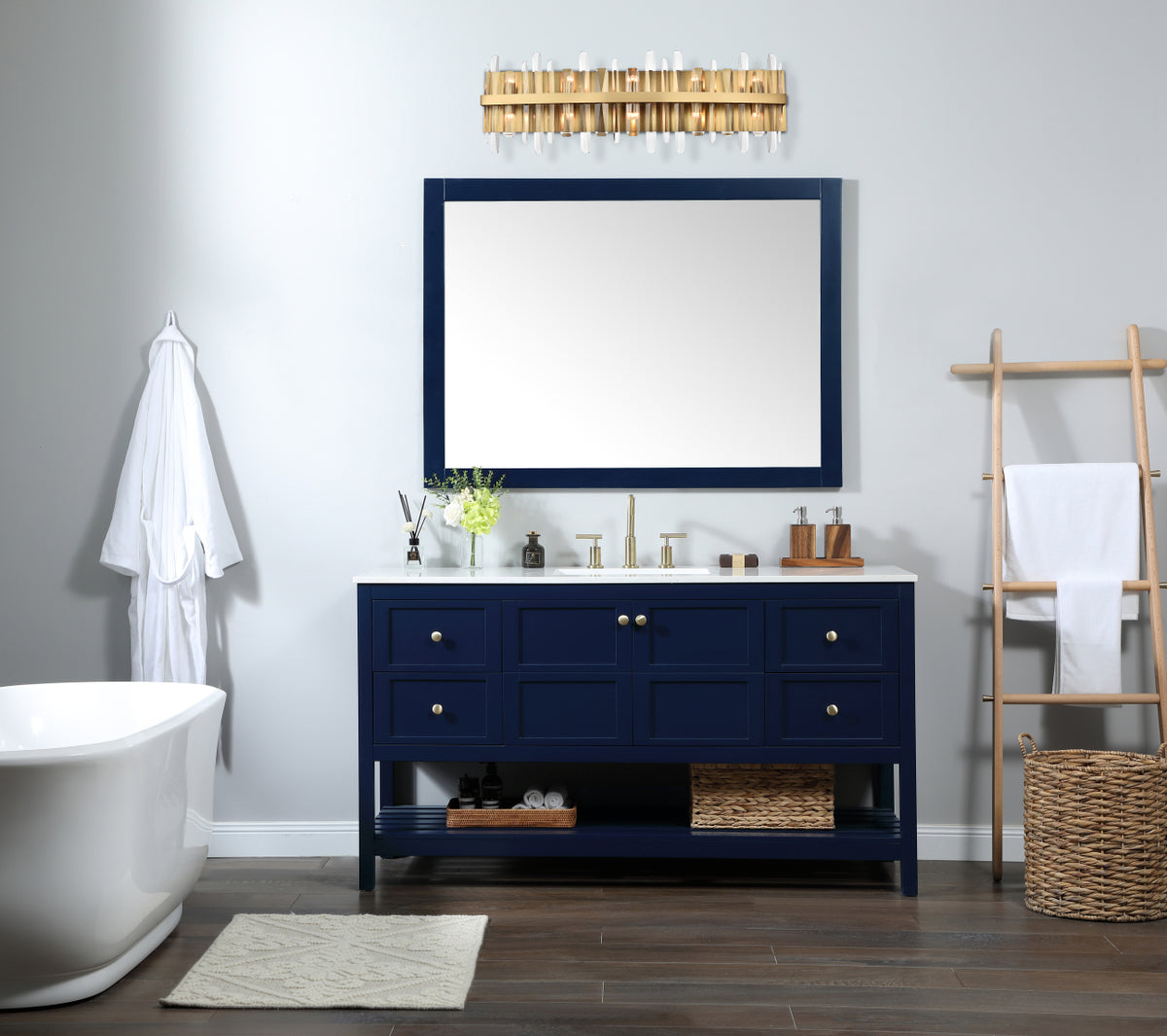 Serena 36 inch crystal bath sconce in satin gold