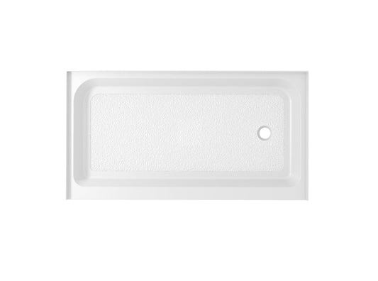 60x36 inch Single threshold shower tray right drain in glossy white