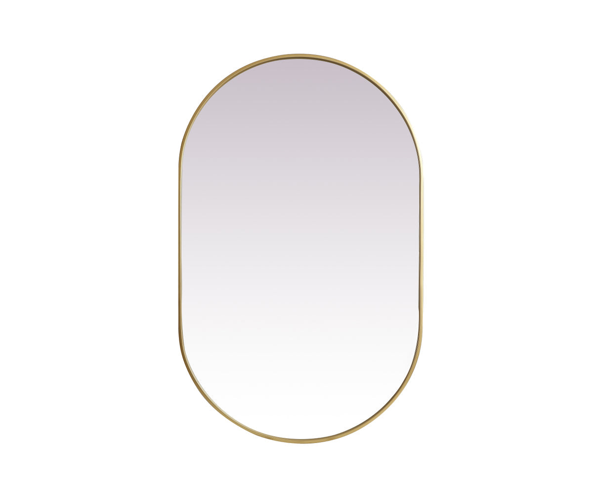 Metal Frame Oval Mirror 30x48 Inch in Brass