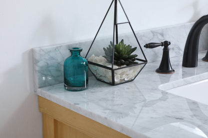 36 inch Single bathroom vanity in natural wood with backsplash