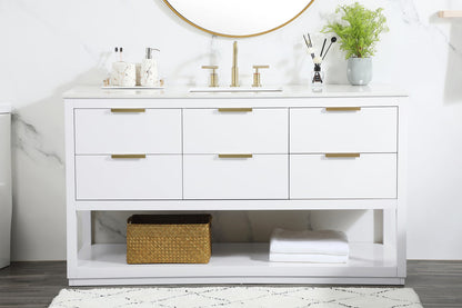60 inch Single bathroom vanity in white