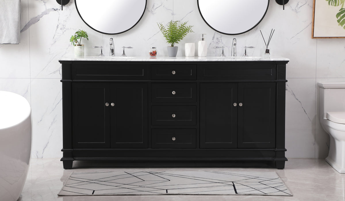 72 inch double bathroom vanity set in black