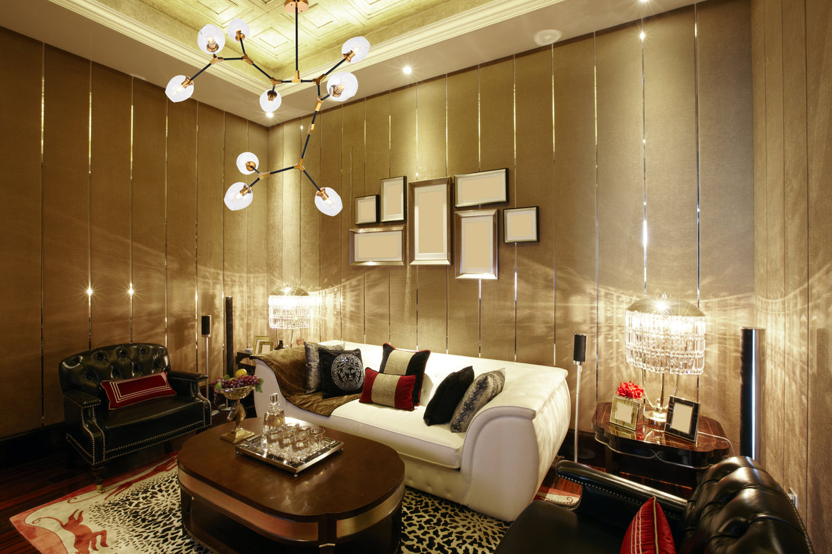 Cavoli 9 light in Light Antique Brass and Flat Black Pendant