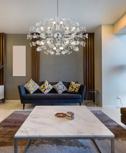 Vera 36 inch crystal starburst oval pendant in chrome