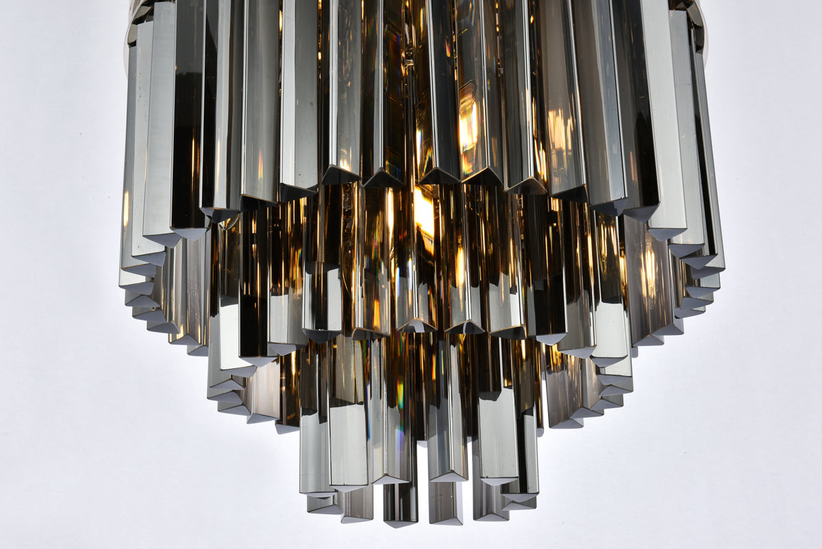 Sydney 9 light polished nickel Flush Mount Silver Shade (Grey) Royal Cut Crystal