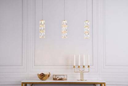 Polaris LED light gold Pendant Clear Royal Cut Crystal