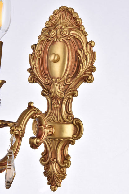 Monarch 1 light French Gold Wall Sconce Golden Teak (Smoky) Royal Cut Crystal