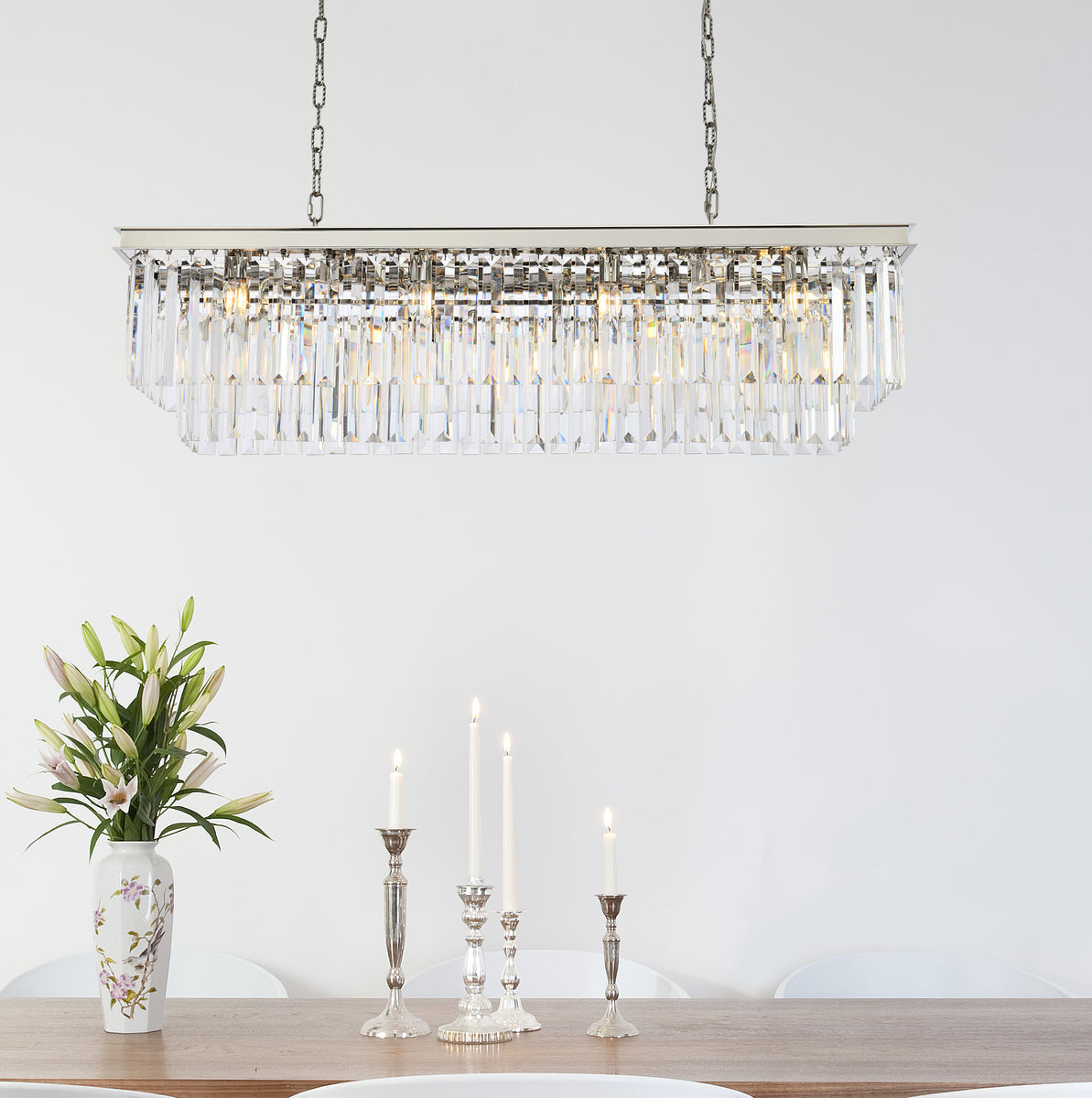 Sydney 12 light polished nickel Chandelier Clear Royal Cut Crystal