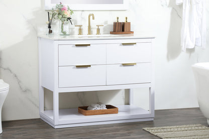 42 inch Single bathroom vanity in white with backsplash