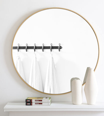 Metal frame Round Mirror 36 inch Brass finish