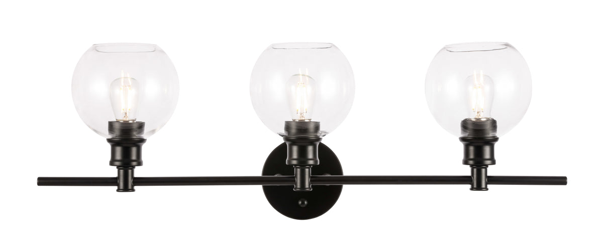 Collier 3 light Black and Clear glass Wall sconce