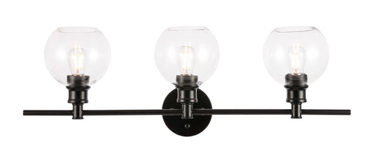 Collier 3 light Black and Clear glass Wall sconce