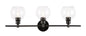 Collier 3 light Black and Clear glass Wall sconce