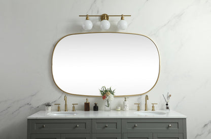 Metal Frame Oval Mirror 36x60 Inch in Brass