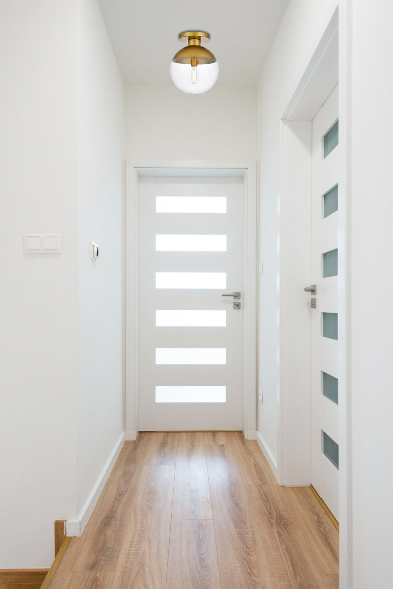 Eclipse 1 Light Brass Flush Mount With Clear Glass