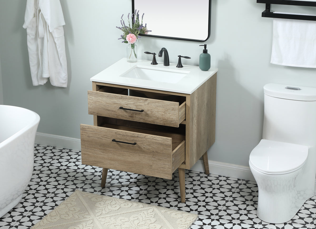 30 inch Single bathroom vanity in natural oak