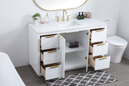 54 Inch SIngle Bathroom Vanity In White